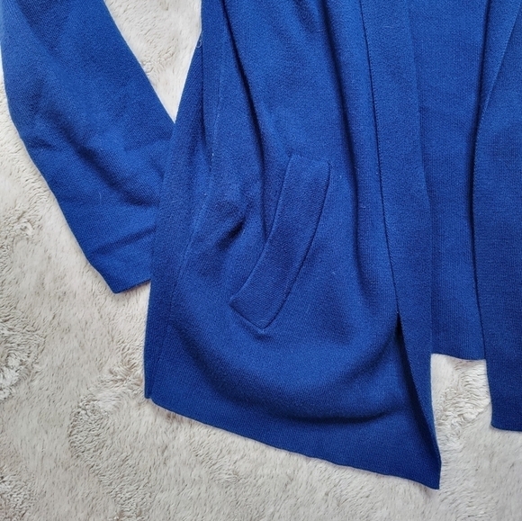 Bela NYC 100% Pima Cotton Royal Blue Long Sleeve Open Cardigan Sweater Size 2 - Picture 6 of 11